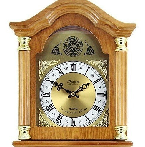 Bedford Clock Collection Classic Chiming Wall Clock 26 Oak 1