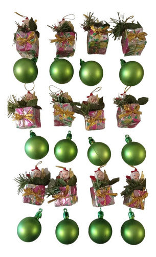 Holiday Ribbon Set of 24 Christmas Ornaments Santa Balls 0