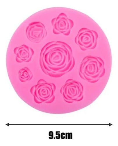 Doctor Glitter Silicone Mold - 9 Different Roses - Pink 2