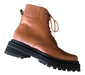 Ines Ott Brown Leather Borcego Boot with Tractor Sole 0