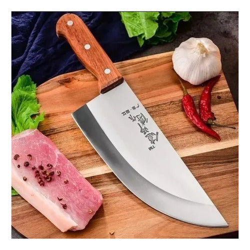 China Cuchillo Hachuela Hacha Cocina Acero Inoxidable Mango Madera 1