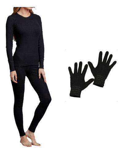 FDN THERMAL FIRST SKIN FROSTED GYM SET: LONG-SLEEVED SHIRT, TIGHTS & GLOVES 0