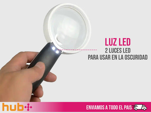 Lupa De Mano Doble Luz Led Recargable Usb Lente Cristal 11x 1