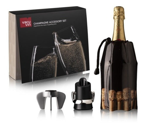 Vacu Vin Champagne Accessory Set: Corkscrew + Cooler 0