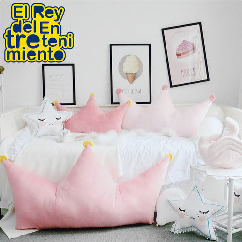 By El Rey Plush Pillow Crown Cushion Decoration 90x40cm 3