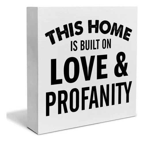 PIXCEOS Wooden Home Sign Built with Love for Living Room 0