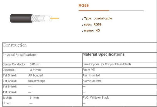 RFS Cable Coaxial RG59 75 Ohms - 100m 1