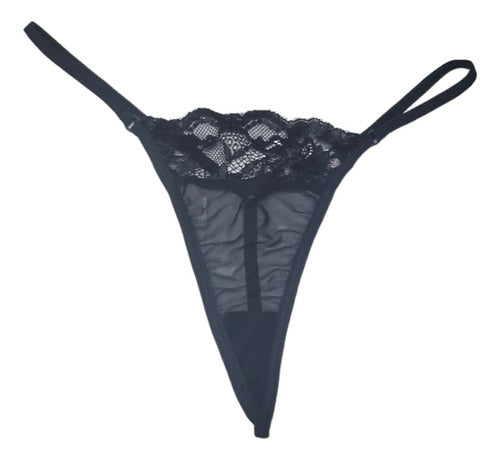 Tulle and Lace Thong Microless Women's Lingerie 05 8
