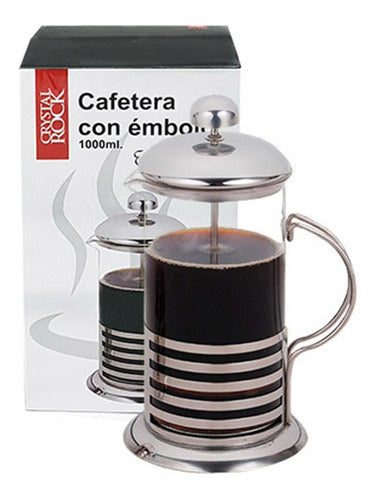 Crystal Rock Cafetera Manual Embolo Prensa Francesa 1 Litro Vidrio Acero 1