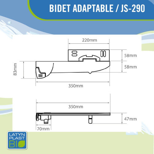 Practical Latyn Plast JS-290 White Toilet Bidet 2