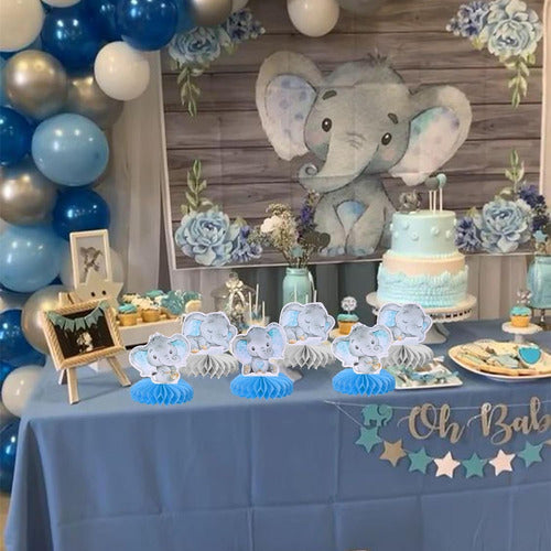 ZHUOWEISM Centro De Mesa Azul Elefante Para Baby Shower O Cumpleaños 2