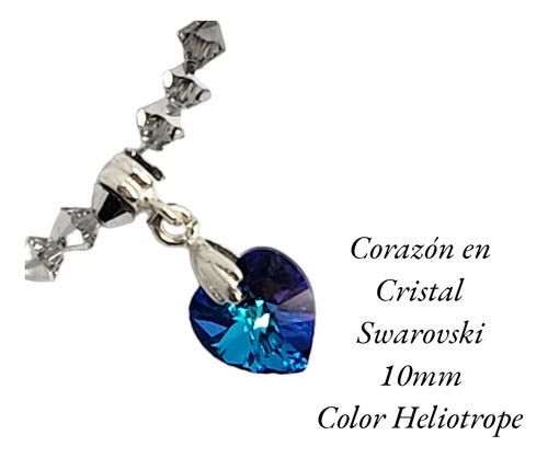 Swarovski Heliotrope Heart charm Bracelet in Sterling Silver 2