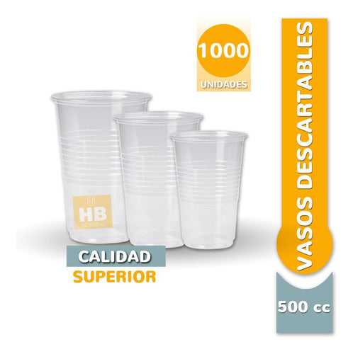 Stendy Disposable Transparent Plastic Cup 500cc - Pack of 1000 3