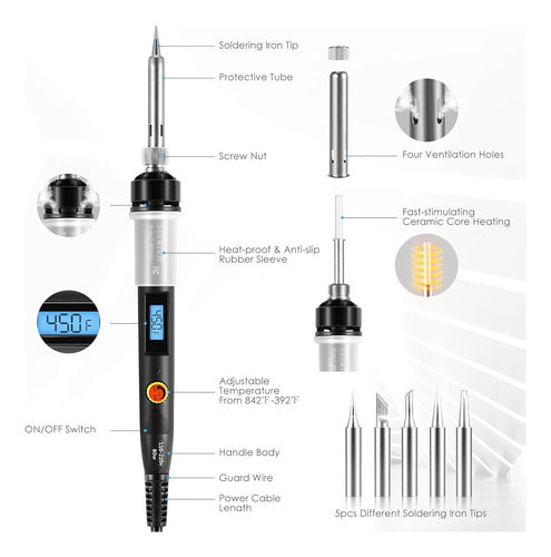 Soldador Electrónico, Kit De Cautín De Precisión Sremtch 80w 3