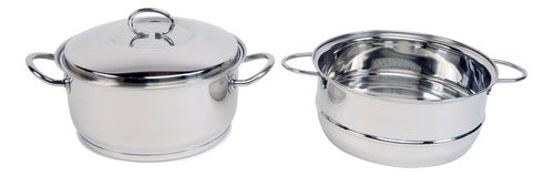 Golden Art Casserole + Steamer Stainless Steel Triple Bottom 20 Cm 1