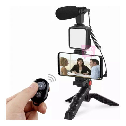 Professional Video Streaming Kit with Microphone, Tripod, and LED Lighting for Cell Phone 8