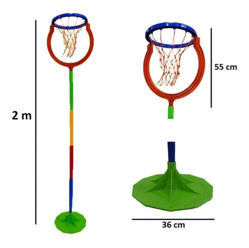 Aro De Basket De Pie Tenisol Incluye Red Y Pelota Basquet 1