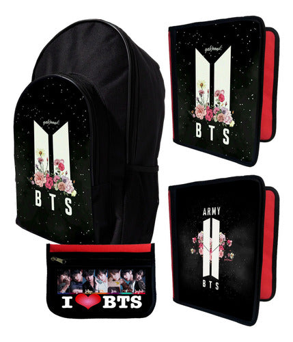 Marro Mochila +2 Carpetas+ Cartu De BTS K-pop #353 0