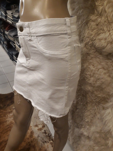 Principessa White Distressed Denim Skirt 2