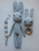 Crochet Bunny Set + Rattle + Pacifier Holder by Chichelandia 5