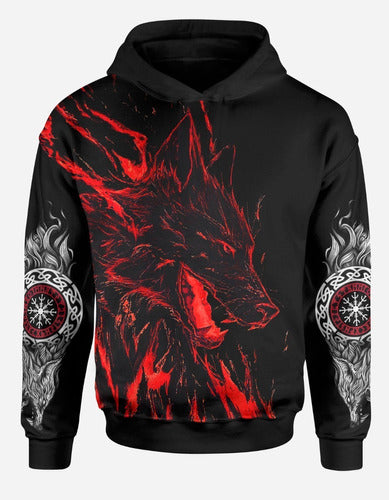 Heka Fenrir Wolf Hoodie - Viking Nordic Sweatshirt with Pockets 0