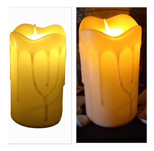 LED Candle with Melted Wax Effect and Flickering Flame - 15 x 9 cm 0