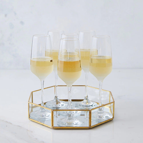 Set of 6 Mersin Frosted Base Champagne Glasses - 195ml 2