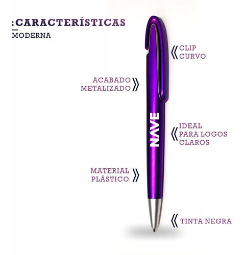 Nave Grafica Customizable Retractable Purple Pens X50 2