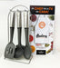 Set 6 Utensilios Hudson  Nylon Mango Acero Con Soporte! 1