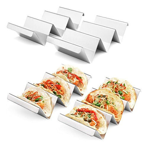 Artthome Taco Holders 4 Pack - Stainless Steel Tray Style 0