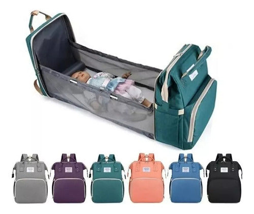 Maternal Backpack with Foldable Changing Crib and USB - Many Colors 5