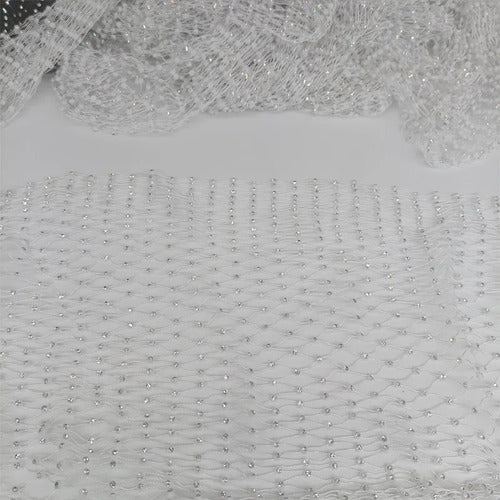 Strass Embellished Net Fabric - White - 500cm 5