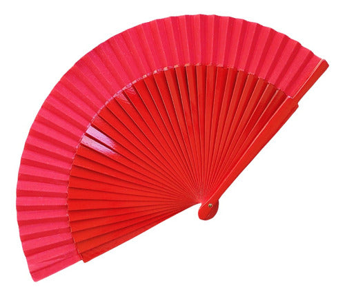 Spanish Wooden Birch Fan Plain Colors 23cm 0