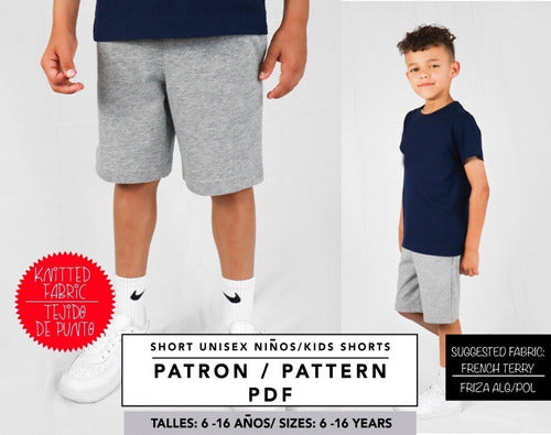 Molde De Costura, Patron Short Joggers Nene , Imprimible 1