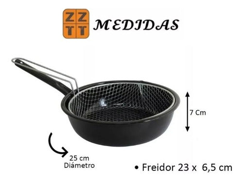 Kufo Enamel Frying Set with Fryer Basket 1