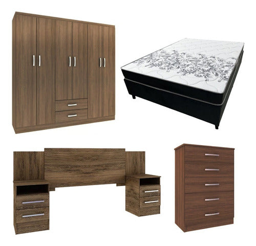 Welaman Modern Bedroom Set with Somier, Wardrobe, Headboard, and Dresser 0