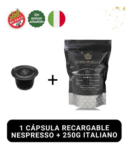 1 X Cápsula Recargable Nespresso + 1/4 Café Blend Italiano 0