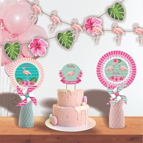 Boom - Printable Flamingos, Tropical, Flowers, Birthday Girl Kit 0