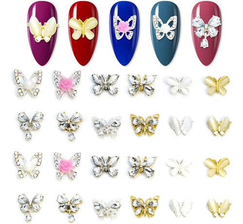 Silpecwee 24pcs Mariposa Encantos De Uñas Gemas De Uñas Mari 0