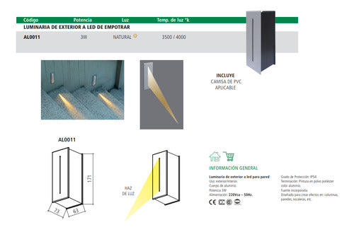 TBCin Luminaria Led Exterior 3W Luz Natural C/camisa Pvc Tbcin 1