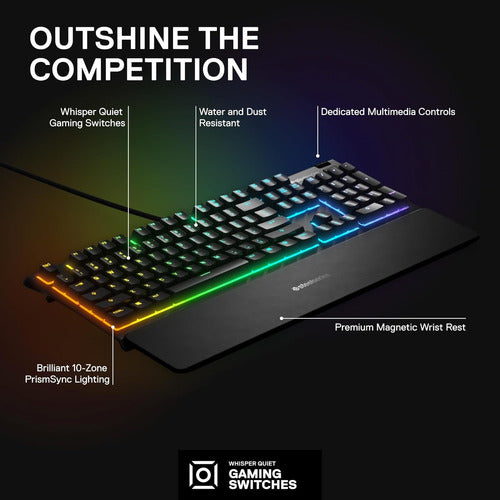 Teclado De Juegos Rgb Steelseries Apex 3, Iluminación En 10 2