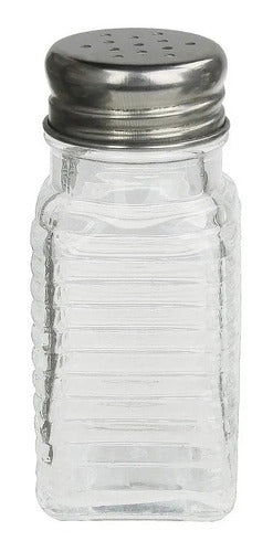 CR Set of 6 Square Glass Salt Shakers with Stainless Steel Lid 1