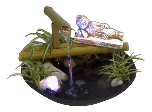 Buddha Resting Water Fountain with LED Light on Canes 1