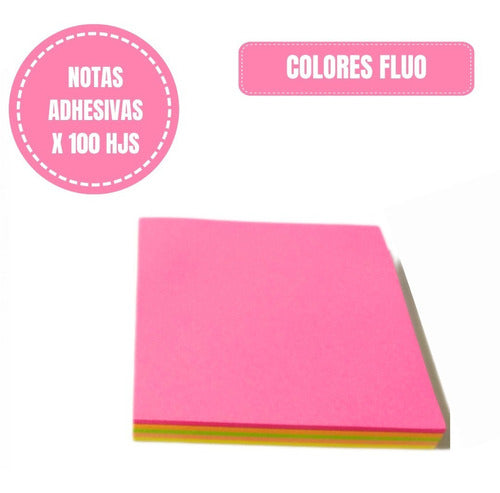 Aries Fluorescent Sticky Notes 7.5 X 7.5 Cm X 100 Sheets 1