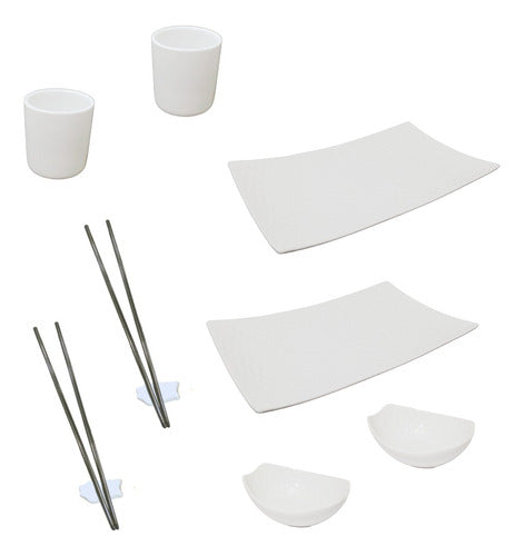 GALARIO PRODUCTOS Set Sushi Ceramica Plato Palillos Sake Salsero X10pz Bazar 0