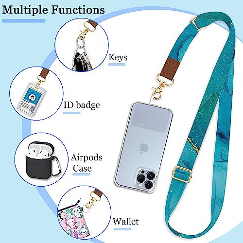 Blue Marble Cell Phone Lanyard Set with Crossbody & Wrist Strap 2