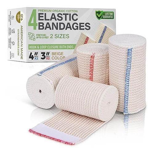 GT High-Quality Elastic Bandage (Package of 2 - 4 Inches and 2 Packages of 3 Inches) 0