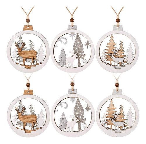 ZKZX Wooden Hanging Christmas Ornaments, Wooden Decorations 0