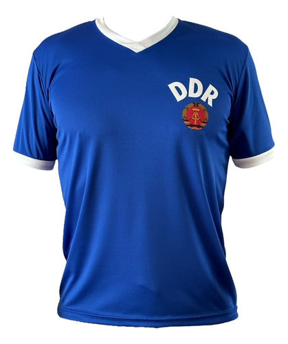 Vintage 1974 East Germany DDR World Cup Blue Retro Jersey 0