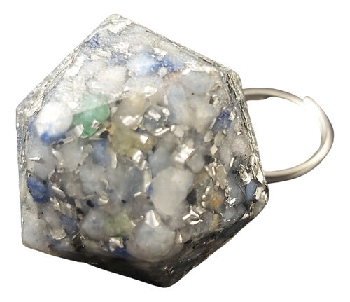 Orgonitos® Orgonite Icosahedron Keychain with Blue Quartz 2